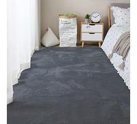 Zswpyq Natural Faux Rabbit Fur Rug Ultra Soft Plush Extra Large Animal Rugs Living Room Wool Shaggy Fluffy 20Mm Thick Pile Height Modern Area Rugs,Dark Gray,200 x 300 cm