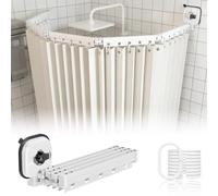 ZSWXF Shower Curtain without Drilling, Anti-Mold & Waterproof, Foldable & Washable, L/U-Shaped Shower Curtain Rod with Strong Suction Cup, for Corner Showers,Cremeweiß,4Folds