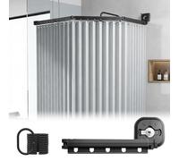 ZSWXF Shower Curtain without Drilling, Anti-Mold & Waterproof, Foldable & Washable, L/U-Shaped Shower Curtain Rod with Strong Suction Cup, for Corner Showers,Hellgrau,4Folds