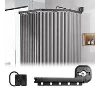 ZSWXF Shower Curtain without Drilling, Anti-Mold & Waterproof, Foldable & Washable, L/U-Shaped Shower Curtain Rod with Strong Suction Cup, for Corner Showers,Grau,5Folds