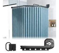 ZSWXF Shower Curtain without Drilling, Anti-Mold & Waterproof, Foldable & Washable, L/U-Shaped Shower Curtain Rod with Strong Suction Cup, for Corner Showers,Blau,5Folds