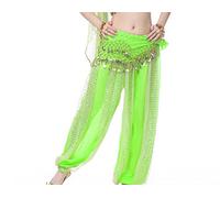 ZSXPBZL Belly Dance Hip Scarf,Belly Dance Costume Belly Dance Harem Pants Lantern Shiny Pants Fancy Pants Dance Outfit Free Size (Coin Belt Not Included)(Light Green)