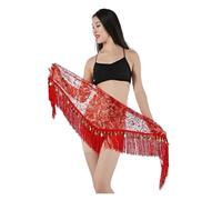 ZSXPBZL Belly Dance Hip Scarf,Belly Dance Costume Belly Dance Professional Costume Accessories Dance Belt Triangle Bellydance Hip Scarf for Women(Red,Golden Coins)