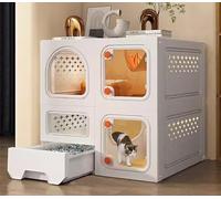 ZSXZCBDQ Cat Cage, Multi-layer Luxury Cat Cage, Indoor Cat Cage With Cat Litter Box, Hollow Design On Both Sides To Avoid Stuffiness,(White,70 * 45 * 70cm)