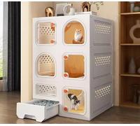 ZSXZCBDQ Cat Cage, Multi-layer Luxury Cat Cage, Indoor Cat Cage With Cat Litter Box, Hollow Design On Both Sides To Avoid Stuffiness,(White,70 * 45 * 105cm)