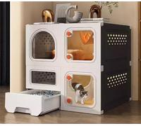 ZSXZCBDQ Cat Cage, Multi-layer Luxury Cat Cage, Indoor Cat Cage With Cat Litter Box, Hollow Design On Both Sides To Avoid Stuffiness,(Gray,70 * 45 * 70cm)