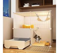 ZSXZCBDQ Cat Villa HD Transparent Multi-layer Cat Cage With Litter Box Indoor Cat House, Easy To Install, Suitable For 1-2 Cats(Black,72 * 47 * 72cm)