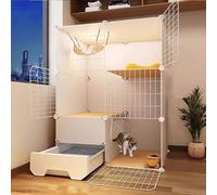 ZSXZCBDQ Cat Villa HD Transparent Multi-layer Cat Cage With Litter Box Indoor Cat House, Easy To Install, Suitable For 1-2 Cats(Black,72 * 47 * 107cm)