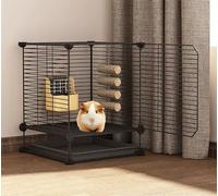 ZSXZCBDQ Guinea Pig Cage, Kitten Fence, Dog Fence, Chinchilla Fence, Pet Fence, Small Animal Fence With Gate,(Black,37 * 37 * 48cm)