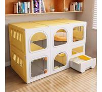 ZSXZCBDQ Indoor Cat Cage With Litter Box, Lockable Door To Keep Cats Safe, Easy To Clean, Can Be Assembled Into A Shape That Is Convenient For Small Animals To Move Around(Yellow,105 * 45 * 70cm)