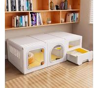 ZSXZCBDQ Indoor Cat Cage With Litter Box, Lockable Door To Keep Cats Safe, Easy To Clean, Can Be Assembled Into A Shape That Is Convenient For Small Animals To Move Around(White,105 * 45 * 35cm)