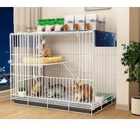 ZSXZCBDQ Indoor Rabbit Cage, Encrypted and Thickened Design, Metal Rabbit Fence with Door, Suitable for Rabbits, Ferrets and Guinea Pigs(White,83 * 61 * 70cm)