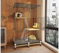 ZSXZCBDQ Indoor Rabbit Cage, Ferret Cage, Small Animal Cage, Large Hamster Cage, Pet Rat Cage with Universal Wheels(72 * 37 * 117cm)