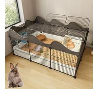 ZSXZCBDQ Indoor Rabbit Cage, Large DIY Rabbit Fence, Encrypted Lattice Animal Cage, Wire Small Animal Cage Pet Fence,(Black,109 * 74 * 49cm)