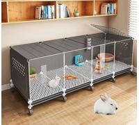 ZSXZCBDQ Rabbit Cage, Rabbit House with Sliding Tray and Universal Wheels, Indoor Rabbit Cage DIY Rabbit Cage,(Black)