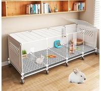 ZSXZCBDQ Rabbit Cage, Rabbit House with Sliding Tray and Universal Wheels, Indoor Rabbit Cage DIY Rabbit Cage,(White)