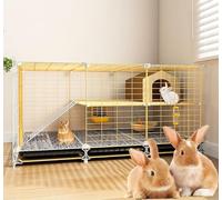 ZSXZCBDQ Small Animal Cage, Large Hamster Cage with 360° Universal Wheels, Metal and PP Material, Guinea Pig Cage wire Mesh Villa,(105 * 35 * 49cm)