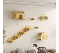 ZSXZCBDQ Wall Mounted Cat Shelf, Wall Mounted Cat Tree, Cat Wall Furniture With Condo, Cat Wall Shelf,(Package 2)