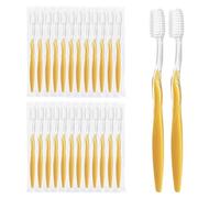 ZSYAYUNA 100 Pack Yellow Handle Toothbrushes, Bulk Toothbrush Individually Wrapped, Disposable Travel Toothbrushes 100 Pcs Yellow