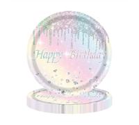 ZSYIULIA 16 Pack 7 Inch Premium Multicoloured Paper Plates - Disposable Rainbow Tableware for Birthday Party Decorations, Tea Parties & Celebrations