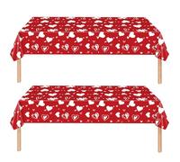 ZSYIULIA 2Pack Valentine's Day Tablecloth Valentine's Day Love Heart Table Cover for Rectangle 54 * 108in Waterproof Plastic Table Cloth for Valentines Day Party Supplies, Wedding Anniversary Party