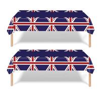 ZSYIULIA 2Pcs Union Jack Flag Table Cover 137x274cm Plastic Tablecloth, Anniversary table cloth British Patriotic Decor for Outdoor Street Parties, National Celebrations & UK Theme Events Table