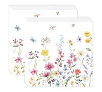ZSYIULIA 40 Pcs Floral Soft Paper Napkins,Colorful Floral Napkins Disposable Party Napkins for Afternoon Tea, Birthday, Baby Shower Wedding, Hen Party Decoration 33x33cm