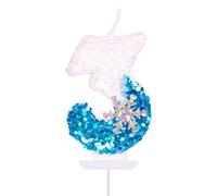 ZSYIULIA Blue White Birthday Candles, Number 3, 3D Snowflake Shape, Eco-Friendly, All Season, Holiday, Indoor Use, 1 Pack