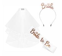 ZSYIULIA Bride to Be Sash and Tiara Set, Wedding Bride Sash and Veil Tiara Headband, Hen Do Accessories for Wedding Bridal Shower, White