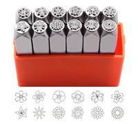 ZSYTF 12Pcs Metal Stamping Tool Set 1/8” 1/4'' (3mm 6mm) Steel Flower Set Leather Stamp For Jewelry Making DIY Craft Handmade Jewelry