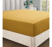 ZSYY Breathable, Anti Wrinkle, Durable | 40cm Deep Pocket Fitted Bed Sheets | Bedding & Linen Easy Iron All Seasons Cotton Rich (Mustard, Single)