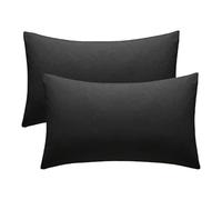 ZSYY Breathable, Anti Wrinkle, Durable | 40cm Deep Pocket Fitted Bed Sheets | Bedding & Linen Easy Iron All Seasons Cotton Rich (Black, Pillowcase Pair 50 x 75)