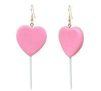 Zszkoz Cute Heart Candy Resin Lollipop Earrings for Women Acrylic Candy Geometry Dangle Earrings Jewelry 80s 90s Valentine's Day Gift, S, Acrylic, No Gemstone