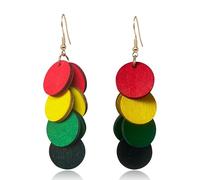 Zszkoz Juneteenth African Earrings for Women Bohemian Multilayer Colorful Wooden Drop Earring Black History Month Ethnic Jewelry, S, Wood, No Gemstone
