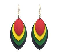 Zszkoz Juneteenth African Earrings for Women Bohemian Multilayer Colorful Wooden Drop Earring Black History Month Ethnic Jewelry, S, Wood, No Gemstone