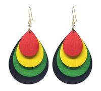 Zszkoz Juneteenth African Earrings for Women Bohemian Multilayer Colorful Wooden Drop Earring Black History Month Ethnic Jewelry, S, Wood, No Gemstone