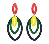 Zszkoz Juneteenth African Earrings for Women Bohemian Multilayer Colorful Wooden Drop Earring Black History Month Ethnic Jewelry, S, Wood, No Gemstone