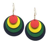 Zszkoz Juneteenth African Earrings for Women Bohemian Multilayer Colorful Wooden Drop Earring Black History Month Ethnic Jewelry, S, Wood, No Gemstone