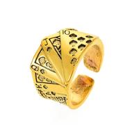 Zszkoz Poker Cards Ring Vintage Diamond Spade Flush Playing Cards Band Adjustable Stainless Steel Hip Hop Punk Poker Games Casino Gambling Open Rings Jewelry for Women Men, Metal, No Gemstone