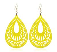 Zszkoz Wood Earrings for Women Handmade Natural Retro Lightweight Teardrop Geometric Hollow Wooden African Dangle Earrings Bohemian Geometric Statement Earrings Ethnic Jewelry Gifts, Wood