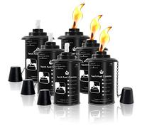 ZSZMFH 6 Pack Torch Canisters,12oz Bamboo Torch Refillable Replacement Canister, Outdoor Citronella Fuel Torch Canister with Wicks and Covers,for Luau Party, DIY Garden Decor.