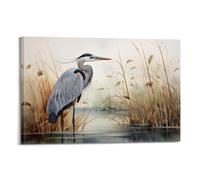 ZSZWHJ Animal Artwork Poster Egret by The River Poster Decorative Painting Canvas Wall Posters And Art Picture Print Modern Family Bedroom Decor Posters 08x12inch(20x30cm)
