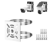 ZT-NET Universal Vertical Pole Mount for Security Camera, Solid Metal Bracket with Loops, Suitable for CCTV Cameras LED Wall/Stage Lights Solar Panels White (Small Size)