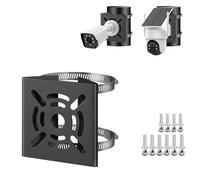 ZT-NET Universal Vertical Pole Mount with 2 Loops for CCTV Cameras, Stage Lights, Solar Panels Mounting Corner Bracket for Versatile Applications Solid Iron Black (Not Included Camera)