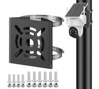 ZT-NET Universal Vertical Pole Mount with 2 Loops for CCTV Cameras, Stage Lights, Solar Panels Mounting Corner Bracket for Versatile Applications Solid Iron Black (Not Included Camera)