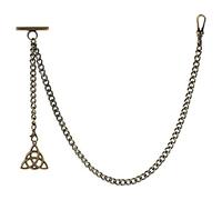 ZTA Albert Chain Pocket Bronze Color Watch Chain Fob Chain with Triangle Design Pendant Medal Fob with T Bar Swivel Clasp