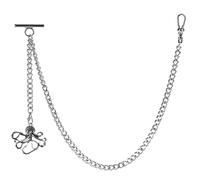 ZTA Albert Chain Silver Color Pocket Watch Chain Fob Chain for Men Octopus Design Pendent Fob with T Bar Swivel Clasp