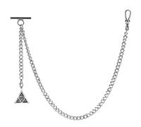 ZTA Albert Chain Silver Color Pocket Watch Chain Fob Chain for Men Trinity Celtic Knot Design Medal Fob with T Bar Swivel Clasp