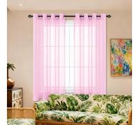 ZTAOPSH Sheer Curtains 180 x 235 cm Semi Transparent Semi Transparent Voile Super Soft for Kitcken Living Room Bedroom Window Treatment, Pink
