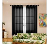 ZTAOPSH Sheer Curtains 390 x 235 cm Semi Transparent Semi Transparent Voile Super Soft for Kitcken Living Room Bedroom Window Treatment, Black